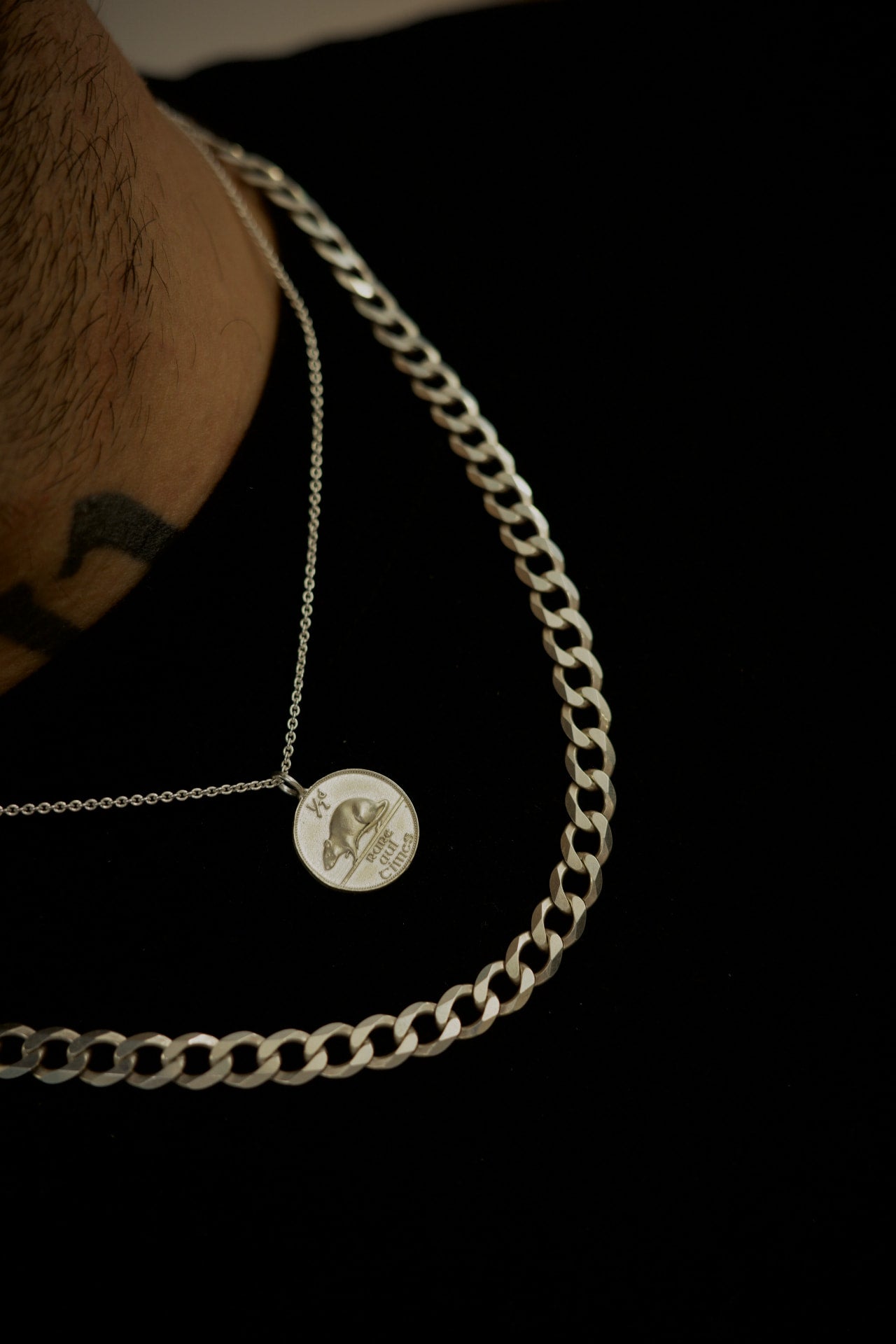 RAT penny coin pendant on silver chain