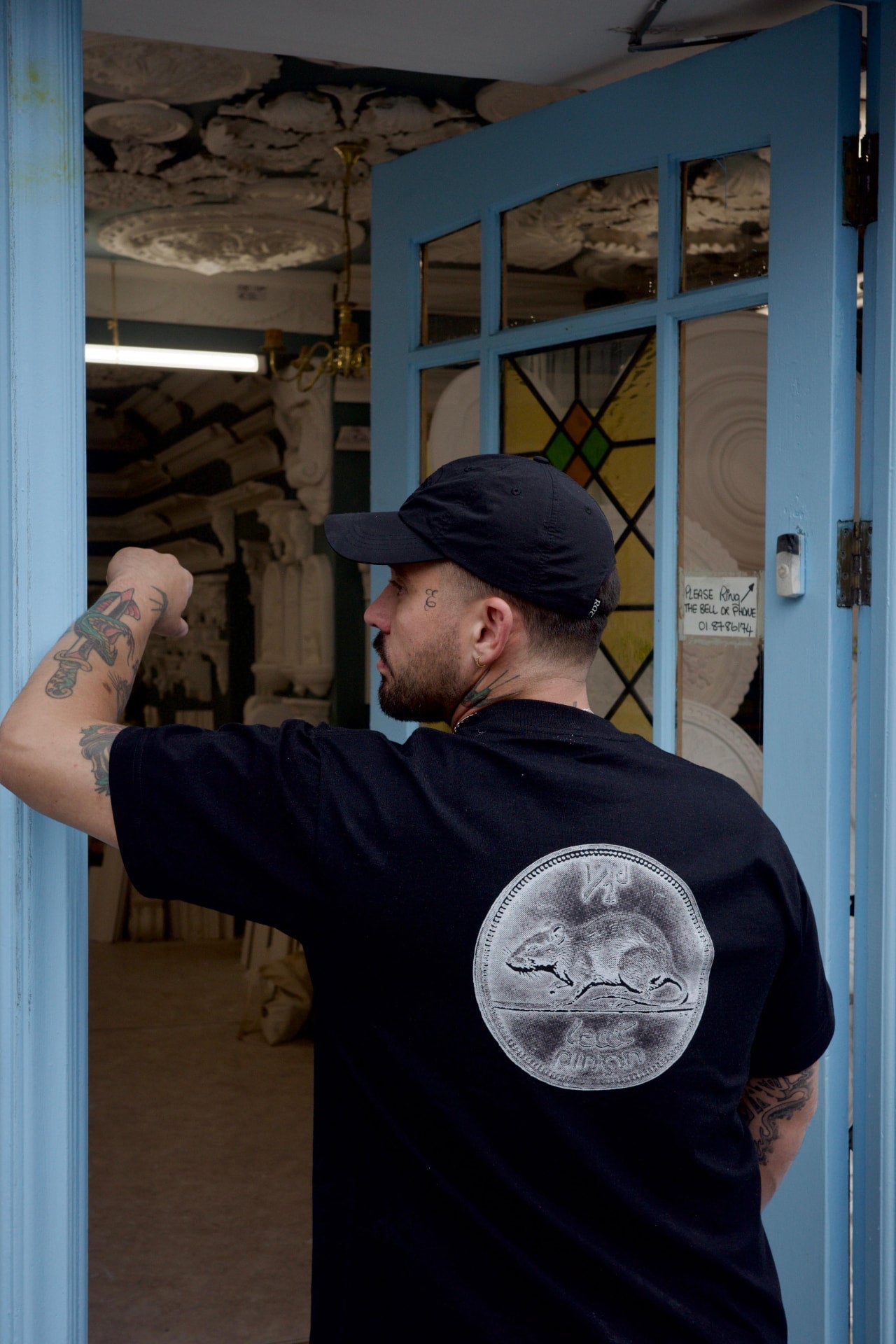 Black RAT Penny Coin Tee back with halfpenny coin print
